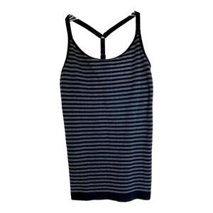 Athleta Activewear Top Up-Tempo Stripe Tank Black & Gray Size S